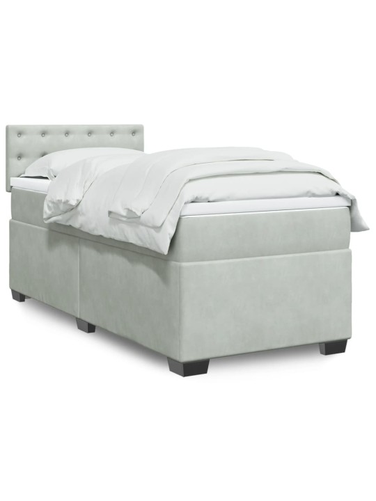 Box spring postel s matrací světle šedá 100x200 cm samet