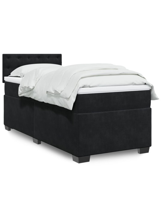 Box spring postel s matrací černá 100x200 cm samet