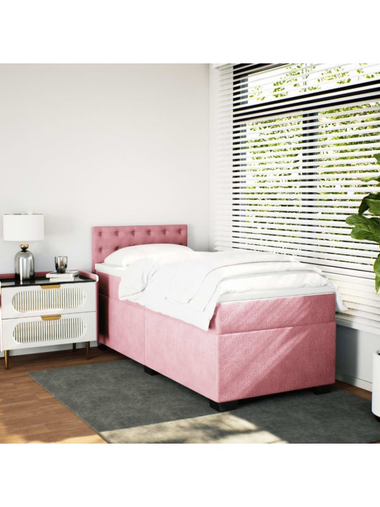 Box spring postel s matrací růžová 100x200 cm samet