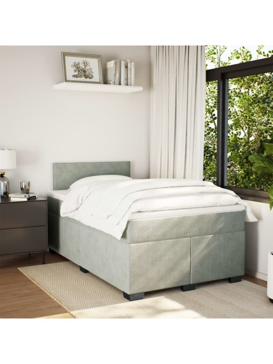 Box spring postel s matrací světle šedá 120x190 cm samet