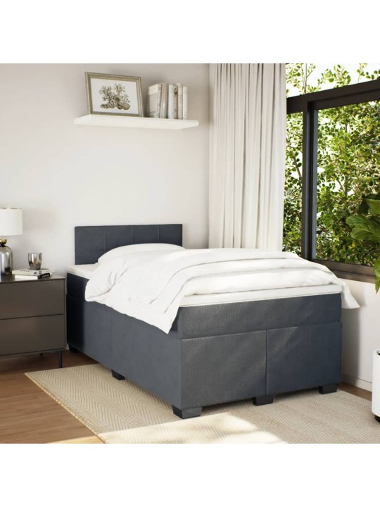 Box spring postel s matrací tmavě šedý 120x190 cm samet
