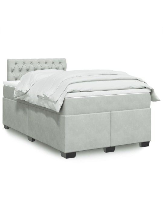 Box spring postel s matrací světle šedá 120x190 cm samet