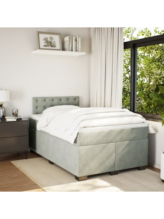 Box spring postel s matrací světle šedá 120x190 cm samet