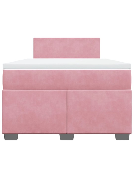 Box spring postel s matrací růžová 120 x 200 cm samet