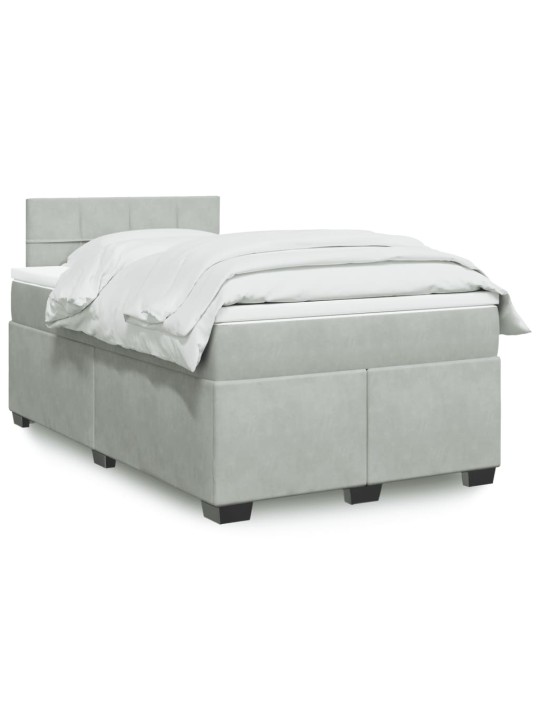 Box spring postel s matrací světle šedá 120 x 200 cm samet