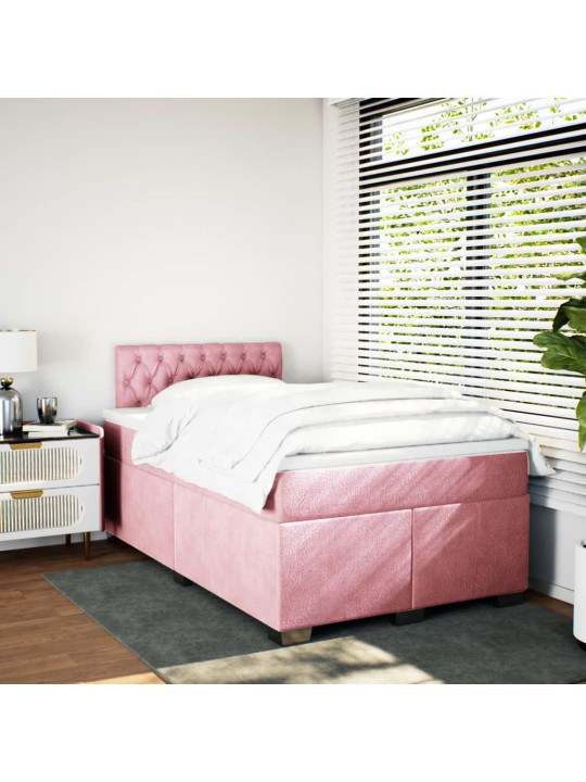 Box spring postel s matrací růžová 120 x 200 cm samet