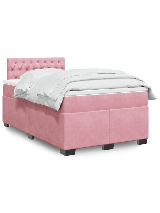 Box spring postel s matrací růžová 120 x 200 cm samet