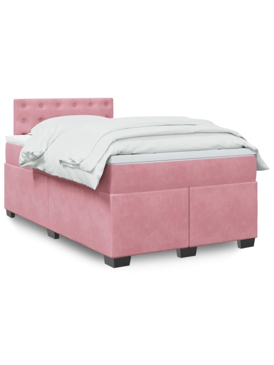 Box spring postel s matrací růžová 120 x 200 cm samet