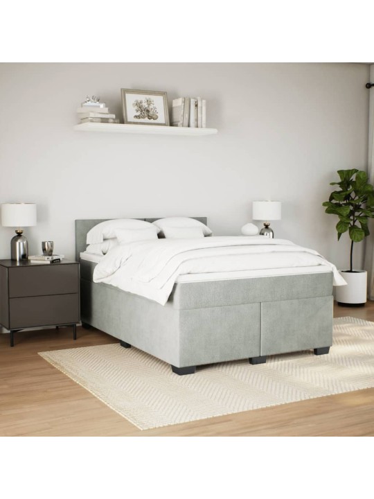 Box spring postel s matrací světle šedá 140x190 cm samet