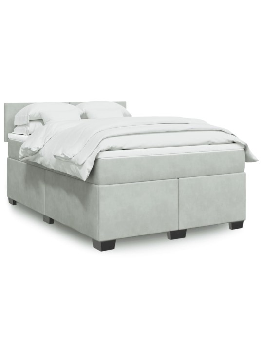 Box spring postel s matrací světle šedá 140x190 cm samet