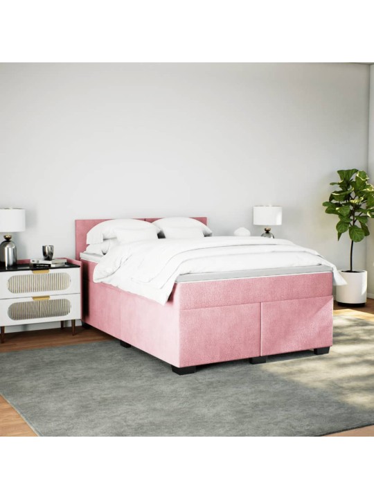 Box spring postel s matrací růžová 140x190 cm samet