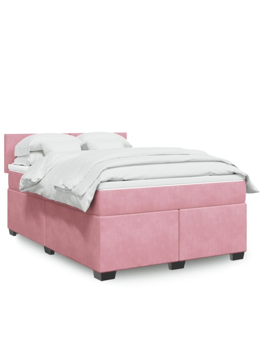 Box spring postel s matrací růžová 140x190 cm samet
