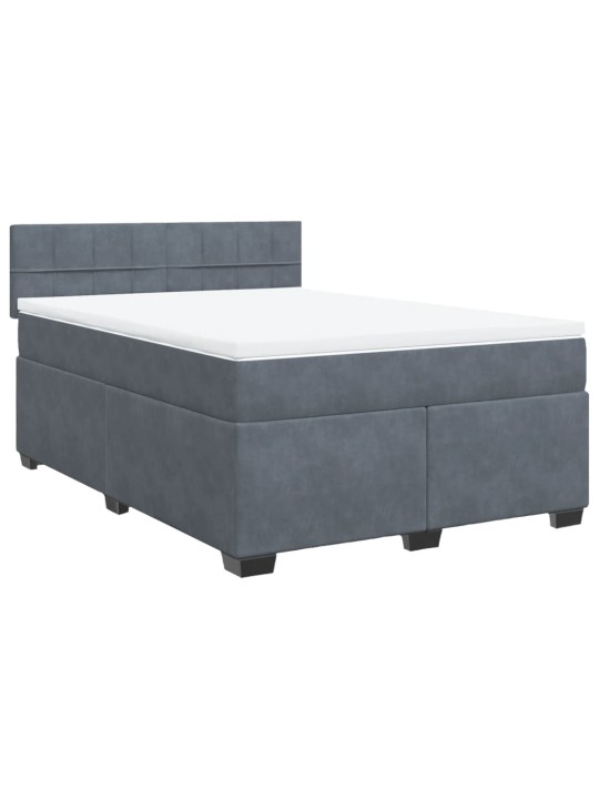 Box spring postel s matrací tmavě šedý 140 x 190 cm samet