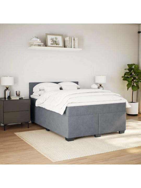 Box spring postel s matrací tmavě šedý 140 x 190 cm samet