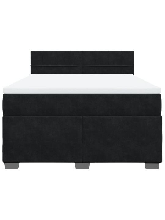 Box spring postel s matrací černá 140 x 190 cm samet