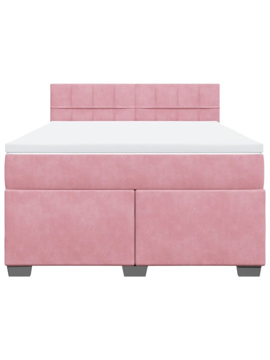Box spring postel s matrací růžová 140x190 cm samet
