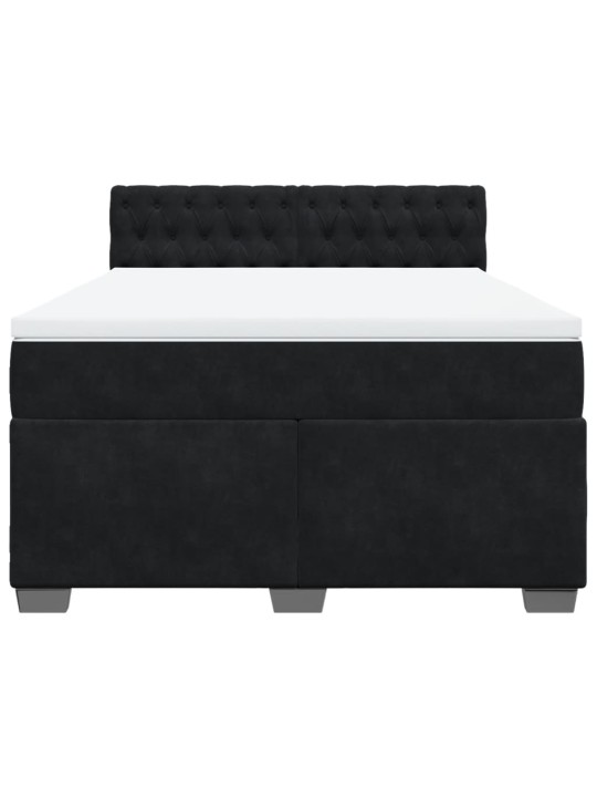 Box spring postel s matrací černá 140 x 190 cm samet