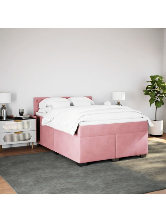 Box spring postel s matrací růžová 140x190 cm samet