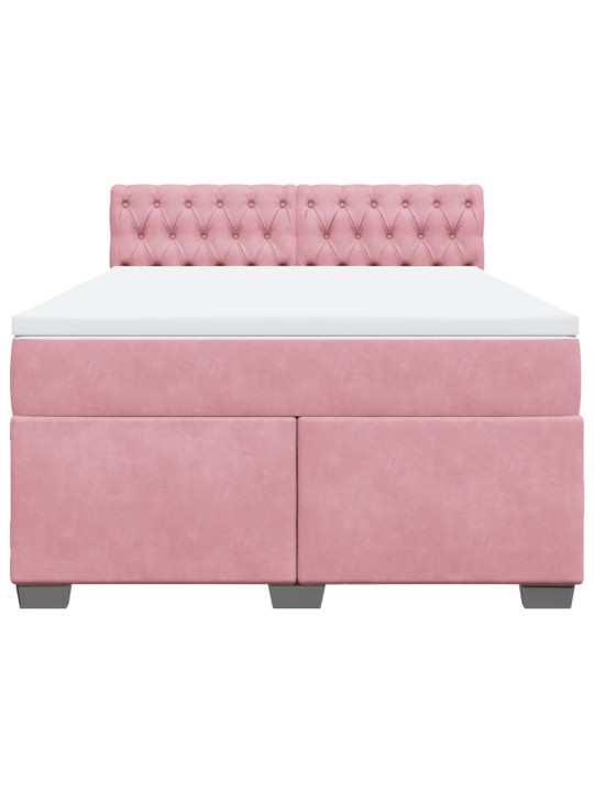 Box spring postel s matrací růžová 140x190 cm samet