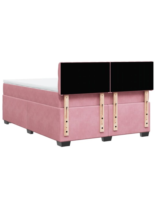 Box spring postel s matrací růžová 140x190 cm samet