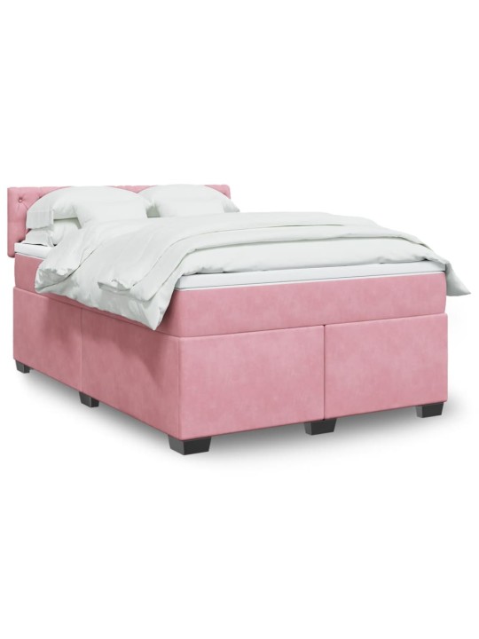 Box spring postel s matrací růžová 140x190 cm samet