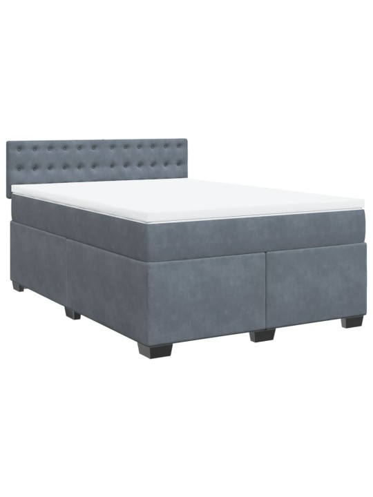 Box spring postel s matrací tmavě šedý 140 x 190 cm samet