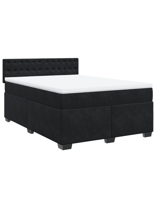 Box spring postel s matrací černá 140 x 190 cm samet