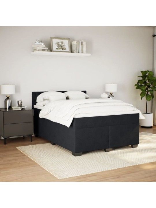 Box spring postel s matrací černá 140 x 190 cm samet
