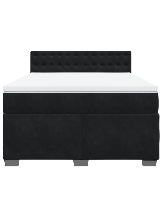 Box spring postel s matrací černá 140 x 190 cm samet