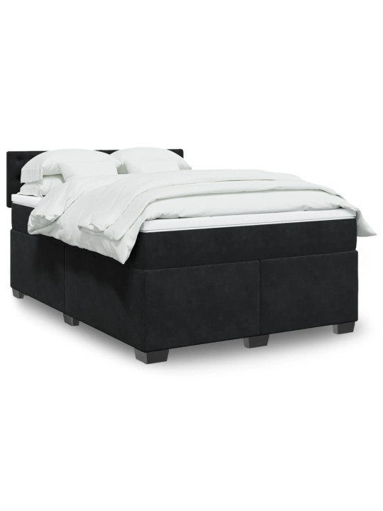 Box spring postel s matrací černá 140 x 190 cm samet