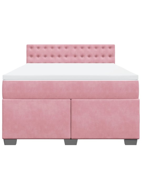 Box spring postel s matrací růžová 140x190 cm samet