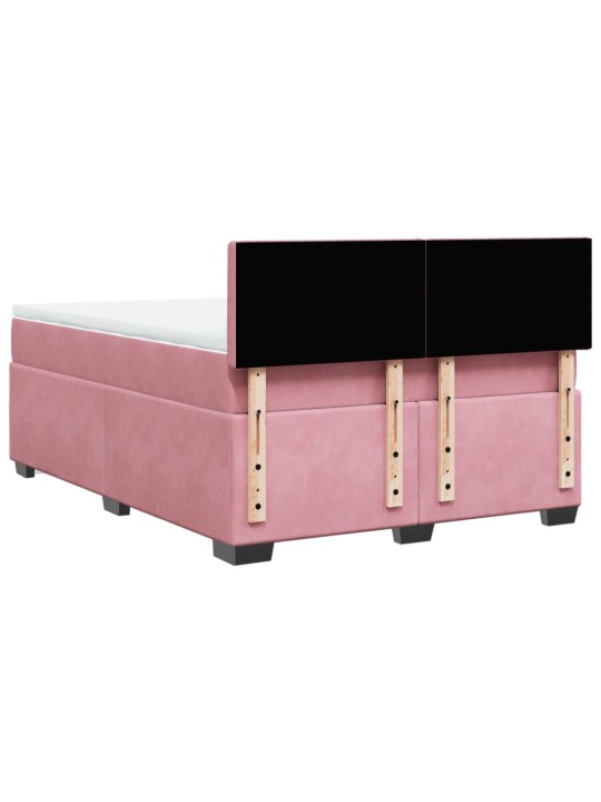 Box spring postel s matrací růžová 140x190 cm samet