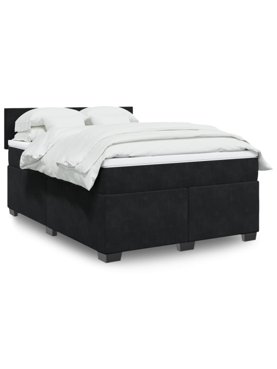 Box spring postel s matrací černá 140x200 cm samet