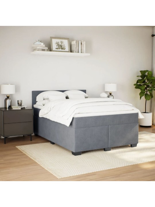 Box spring postel s matrací tmavě šedá 140x200 cm samet