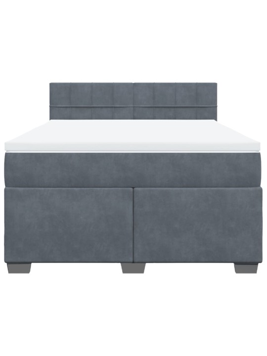 Box spring postel s matrací tmavě šedá 140x200 cm samet