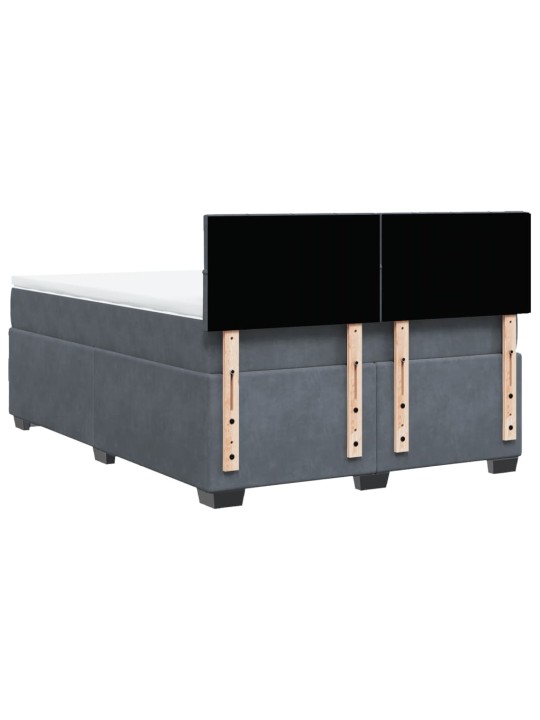 Box spring postel s matrací tmavě šedá 140x200 cm samet