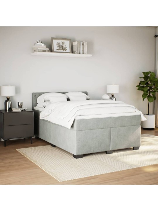 Box spring postel s matrací světle šedá 140x200 cm samet