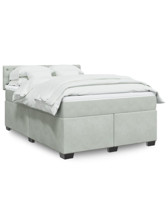 Box spring postel s matrací světle šedá 140x200 cm samet