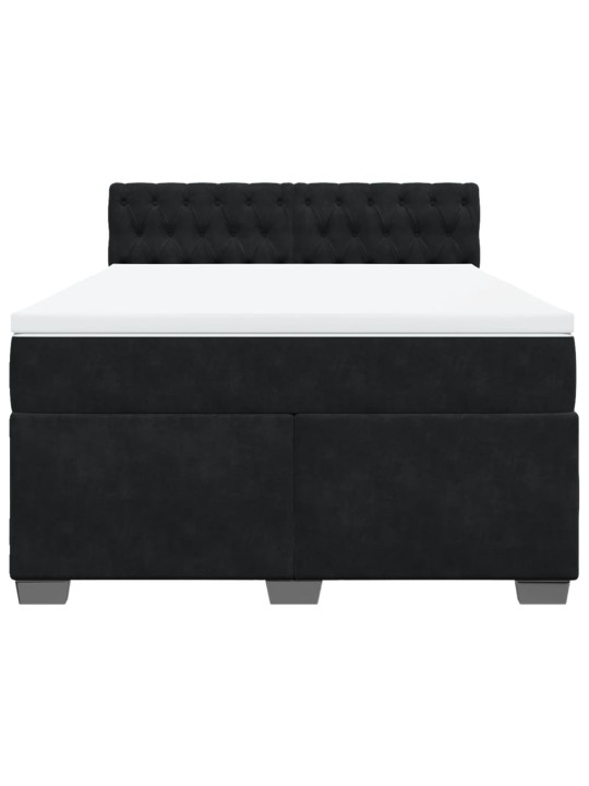 Box spring postel s matrací černá 140x200 cm samet