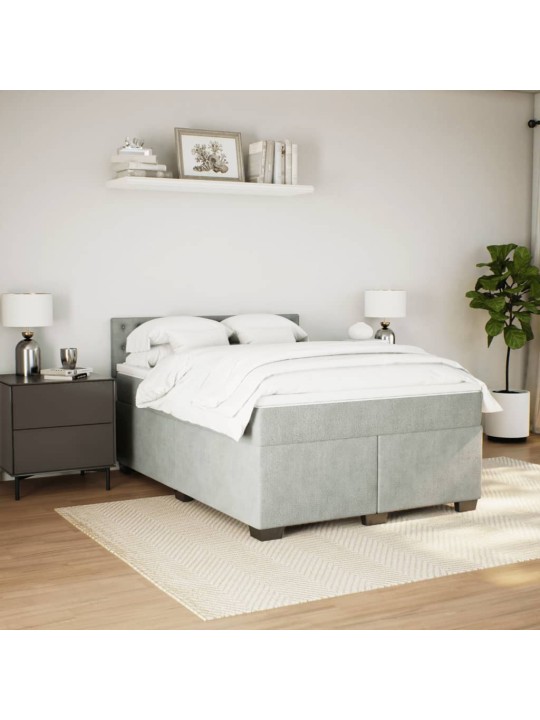 Box spring postel s matrací světle šedá 140x200 cm samet