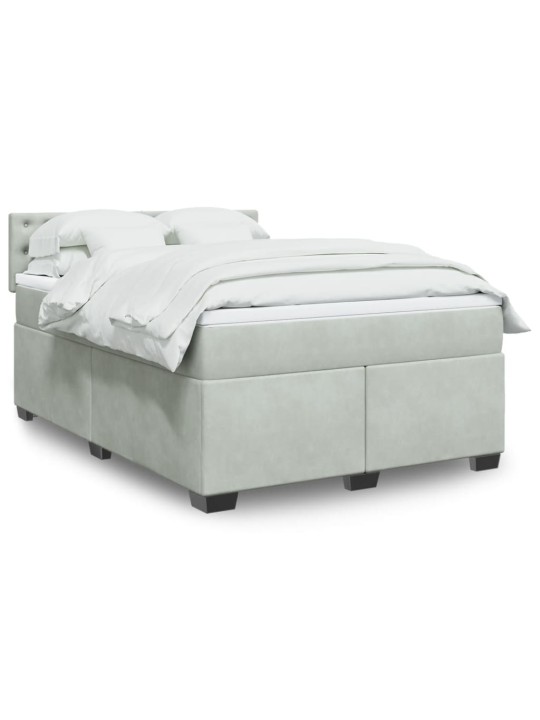 Box spring postel s matrací světle šedá 140x200 cm samet