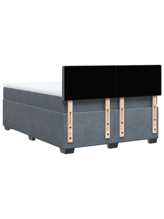Box spring postel s matrací tmavě šedá 140x200 cm samet