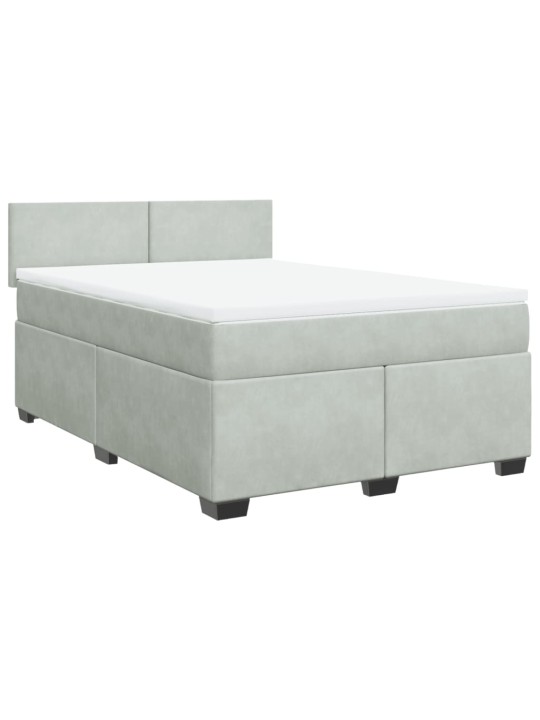 Box spring postel s matrací světle šedá 160x200 cm samet