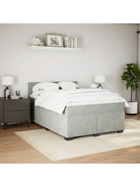 Box spring postel s matrací světle šedá 160x200 cm samet