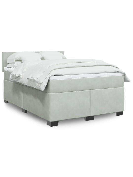Box spring postel s matrací světle šedá 160x200 cm samet