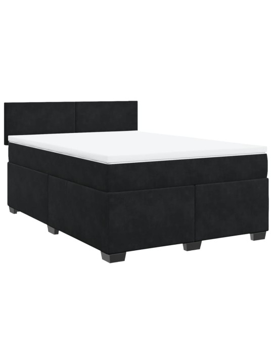 Box spring postel s matrací černá 160x200 cm samet