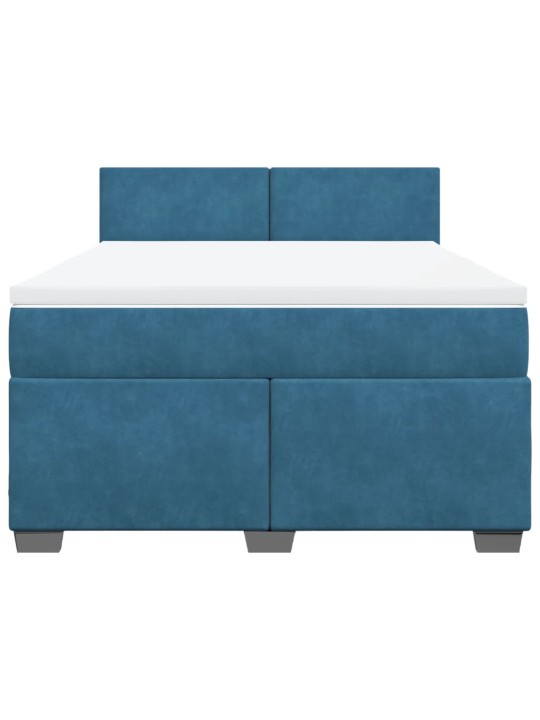 Box spring postel s matrací modrá 160 x 200 cm samet