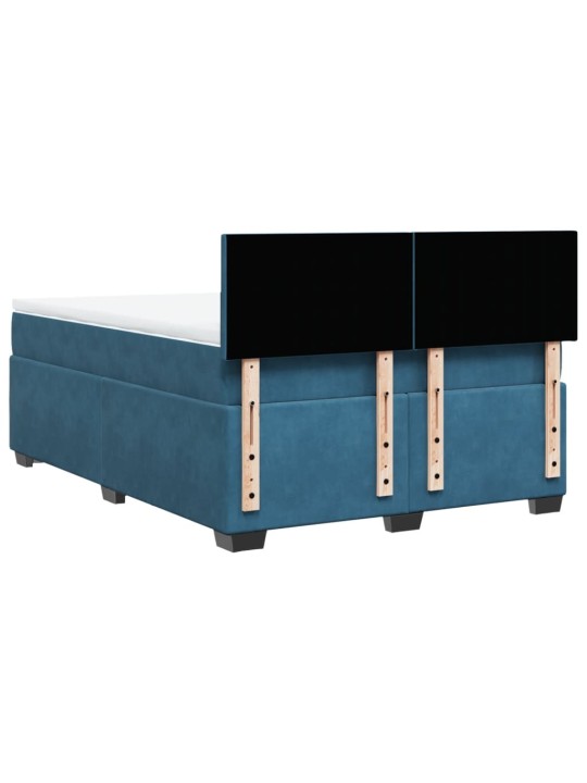 Box spring postel s matrací modrá 160 x 200 cm samet