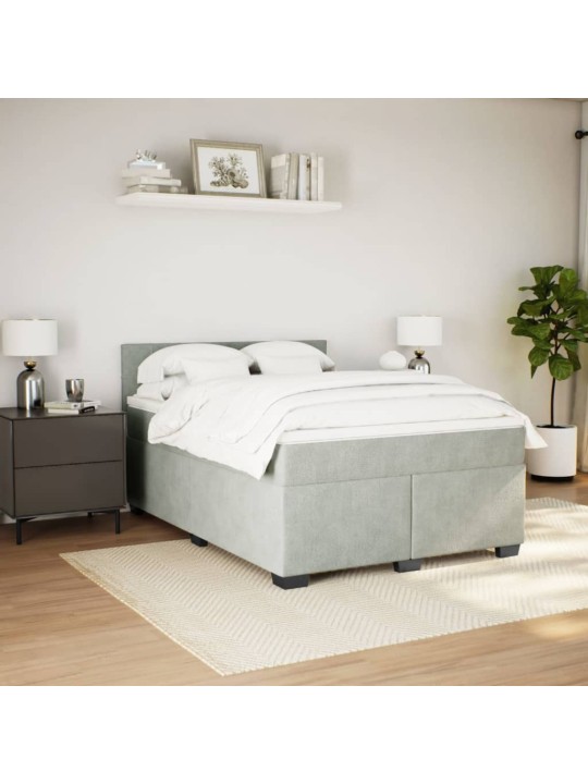 Box spring postel s matrací světle šedá 160x200 cm samet