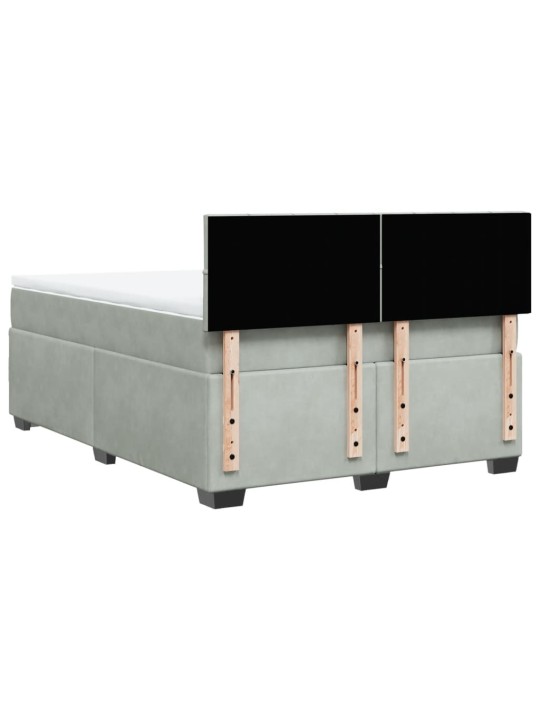 Box spring postel s matrací světle šedá 160x200 cm samet